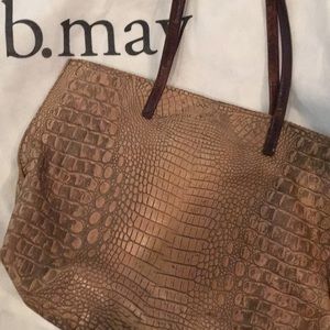 Bmay crocodile embossed leather shopper tote